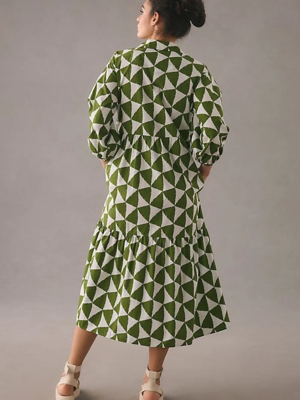 Anthropologie Maeve The Bettina Tiered Shirt Dress in Moss | M - Picture 5 of 5